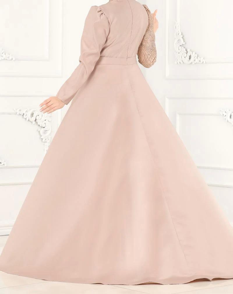 Ladies Pink Modest Evening Dress